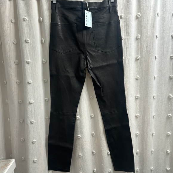 FRAME LEATHER ALI HIGH RISE CIGARETTE PANTS - Picture 16 of 16